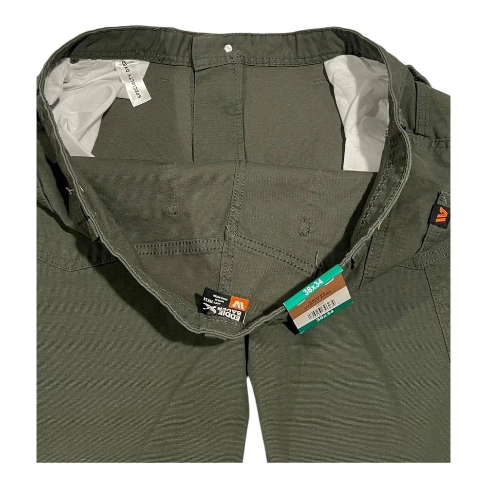 NWT Eddie Bauer Men's 38x34‎ Green Canvas Utility Workwear Pants Trousers